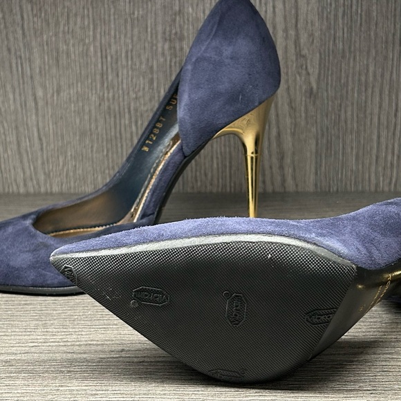 Tom Ford Navy Blue Suede Pumps with Hold Heels - Size 6 - Picture 6 of 7